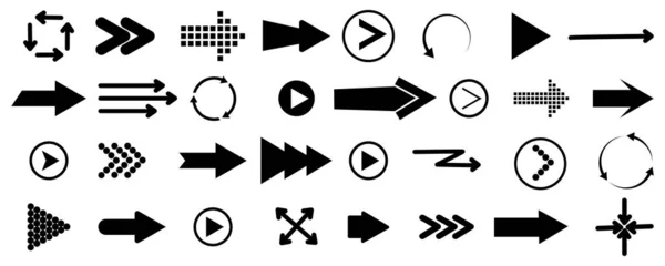 Coleção de ícone de seta diferente. Conceito de navegação. Ponteiro do rato. Design plano. Ilustração vetorial. Imagem de stock. — Vetor de Stock