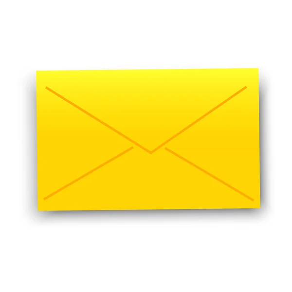 Gelbes Umschlagschild. Nachrichtensymbol. Postbrief. Post-Elemente. Freihandgestaltung. Vektorillustration. Archivbild. — Stockvektor