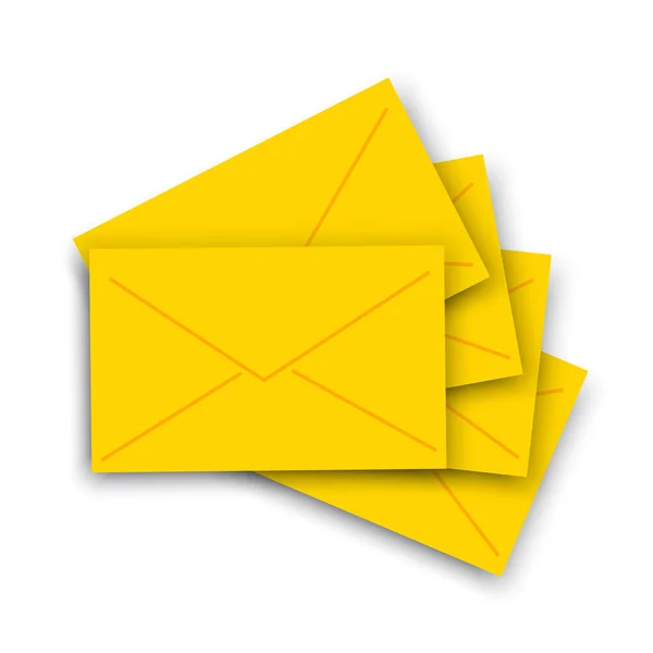 黄色の封筒のセット。ポスト・エレメント。メッセージアイコン。郵便物だ。フリーハンドのデザイン。ベクトルイラスト。ストック画像. — ストックベクタ