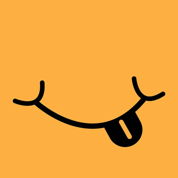 Bocca sorridente con la lingua. Fondo giallo. Il concetto di comunicazione. Emblema della chat. Illustrazione vettoriale. Immagine stock. — Vettoriale Stock