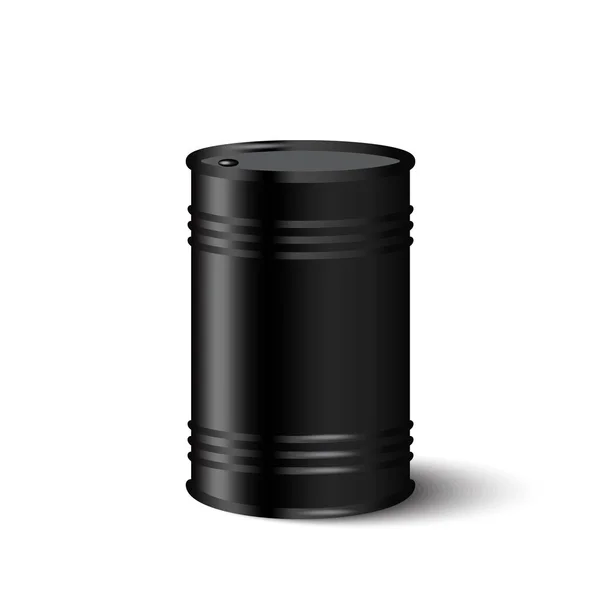 Ícone de barril de metal preto. Indústria petrolífera. Antecedentes. Design plano simples. Ilustração vetorial. Imagem de stock. — Vetor de Stock