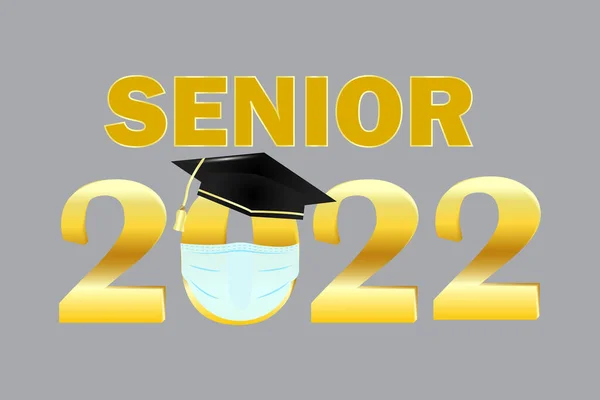 Старший 2022 року. Логотип церемонії випуску. Ілюстрація закінчення коледжу шкільного інституту. Векторні ілюстрації. Зберігати зображення . — стоковий вектор