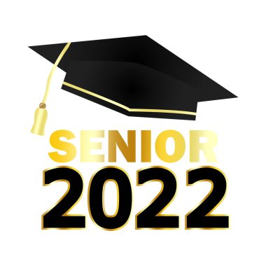 Son sınıf 2022. Mezuniyet töreni logosu. Kolej okulu enstitüsünden mezuniyetin resmi. Vektör çizimi. Resim yükle. 