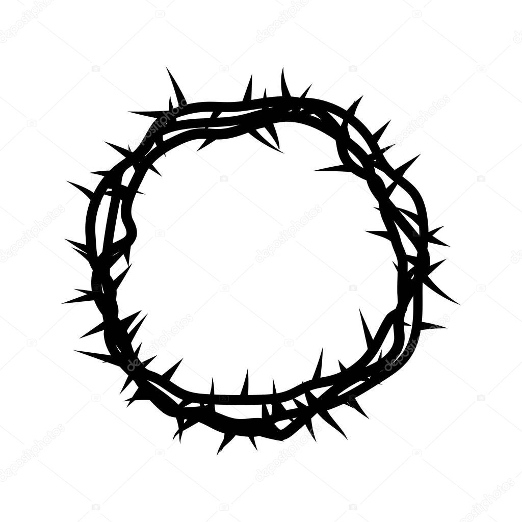 Crown of thorns in vintage style. The sign of the torment of Christ. The crown of Jesus. Vector illustration. Stock image. EPS 10.