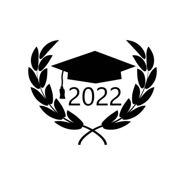 Senior 2022. Logo van de afstudeerceremonie. Illustratie van het afstuderen aan de universiteit school instituut. Vectorillustratie. — Stockvector