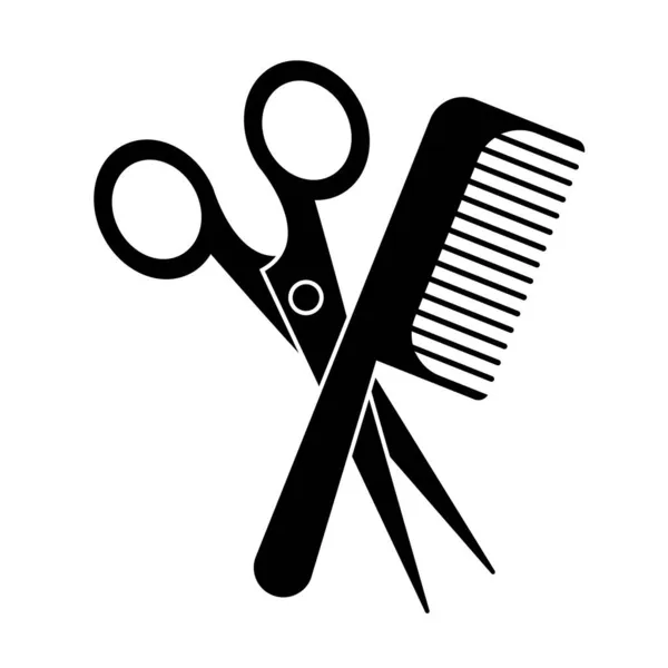 Scherenkamm. Friseur-Ikonen. Haarschnitt-Werkzeuge. Schere und Kamm. Vektorillustration. Archivbild. — Stockvektor