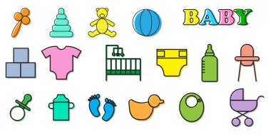 Renkli bebek işaretli düz bir illüstrasyon. Bebek grafiği Vektör çizimi. Resim yükle.