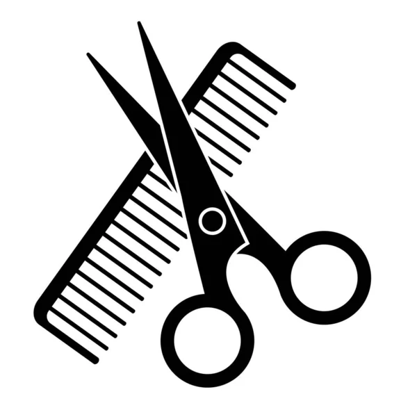 Scherenkamm. Friseur-Ikonen. Haarschnitt-Werkzeuge. Schere und Kamm. Vektorillustration. Archivbild. — Stockvektor