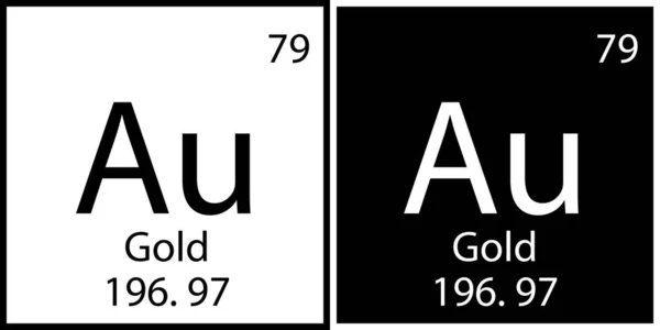 Ikona periodického prvku Aurum Bílý a černý prvek. Symbol chemie. Značka vzdělání. Vektorová ilustrace. Stock image. — Stockový vektor