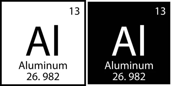 Segno di alluminio. Bianco e nero. Tavolo Mendeleev. Elemento chimico. Simbolo periodico. Illustrazione vettoriale. Immagine stock. — Vettoriale Stock