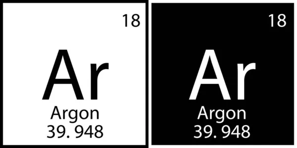 Segno di argon. Simbolo periodico. Bianco e nero. Tavolo Mendeleev. Elemento chimico. Illustrazione vettoriale. Immagine stock. — Vettoriale Stock