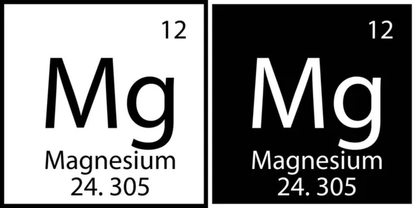 Знак магния. Стол Менделеева. Черное и белое. Периодический символ. Химический элемент. Векторная иллюстрация. Изображение. — стоковый вектор