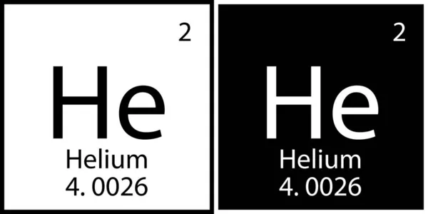 Helium symbol. Svart och vitt fyrkantigt. Atomnummer. Kemisk grundämne. Periodisk tabell. Vektorillustration. Lagerbild. — Stock vektor