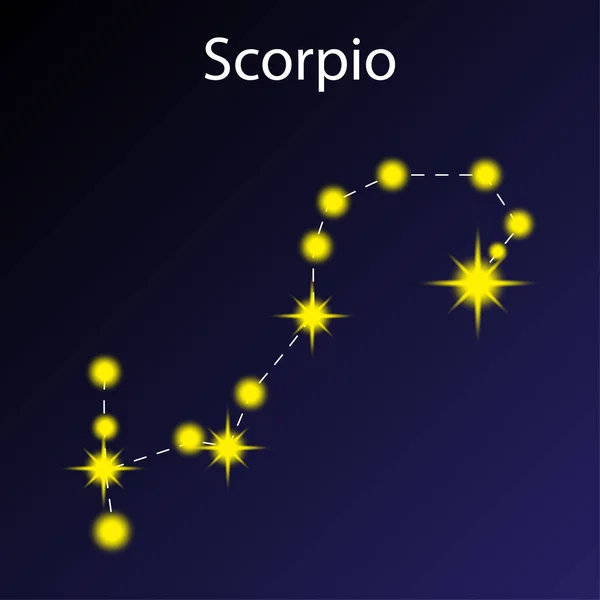 Schorpioen sterrenbeeld. Blauwe achtergrond. Sterrenavond. Astrologisch figuur. Horoscoop symbool. Vector illustratie. Voorraadafbeelding. — Stockvector