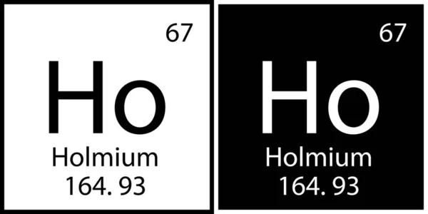 Symbol Holmium. Atomové číslo. Periodická tabulka. Černobílý čtverec. Chemický prvek. Vektorová ilustrace. Stock image. — Stockový vektor
