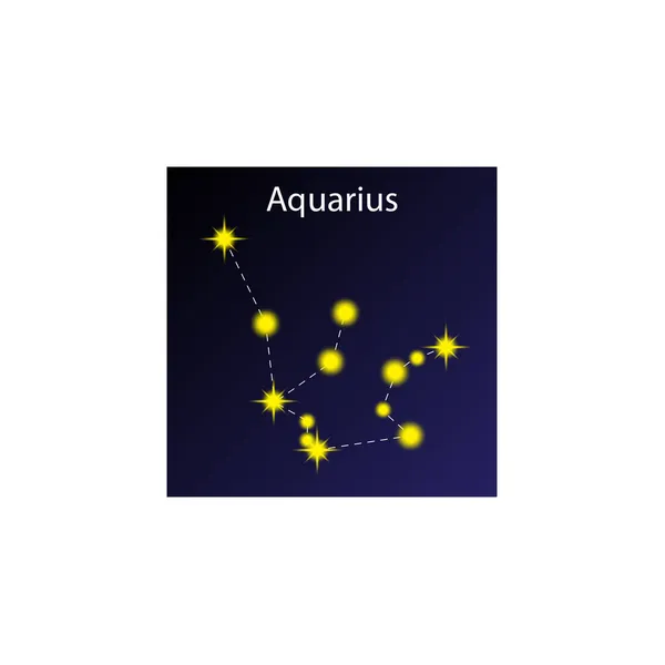 Constellation du Verseau. Figure d'astrologie. Symbole d'horoscope. Fond d'étoile bleue. Illustration vectorielle. Image de stock. — Image vectorielle