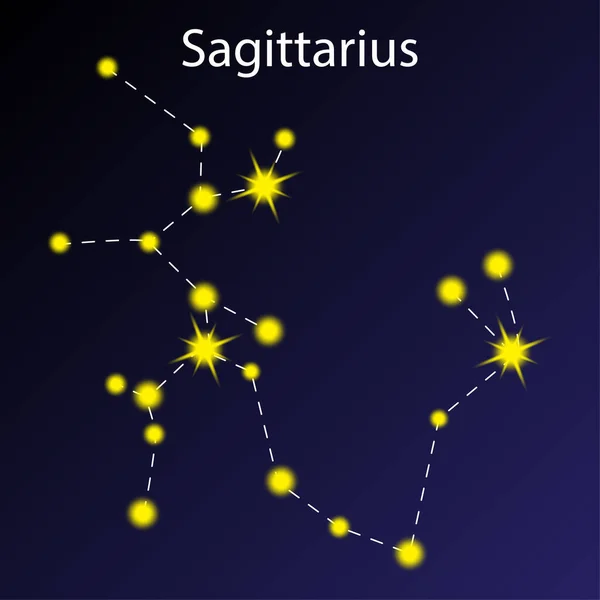 Sagittarius takımyıldızı ikonu. Yıldız arkaplan. Astroloji elementi. Burç sembolü. Vektör çizimi. Resim yükle. — Stok Vektör