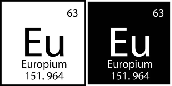 Europiový symbol. Chemický prvek. Černobílý čtverec. Periodická tabulka. Atomové číslo. Vektorová ilustrace. Stock image. — Stockový vektor