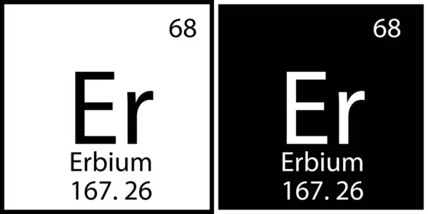 Erbium chemisch symbool. Zwart op wit. Periodiek systeem. Onderwijsproces. Vierkant bord. Vector illustratie. Voorraadafbeelding. — Stockvector