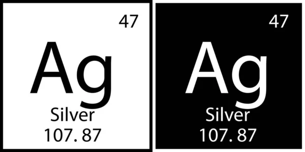Silver chemical symbol. Periodic table. Education process. Black and white. Square sign. Vector illustration. Stock image. — Stock Vector