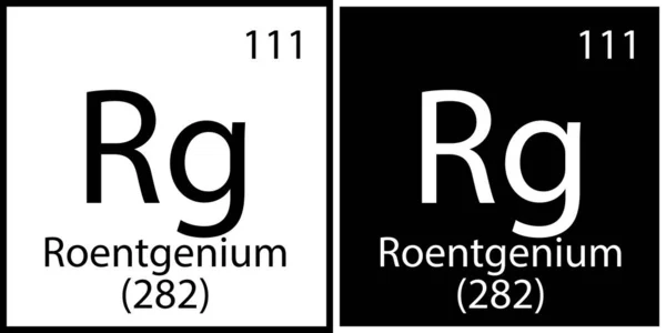 Simbolo chimico del roentgenio. Processo educativo. Piazze in bianco e nero. Tavola periodica. Illustrazione vettoriale. Immagine stock. — Vettoriale Stock