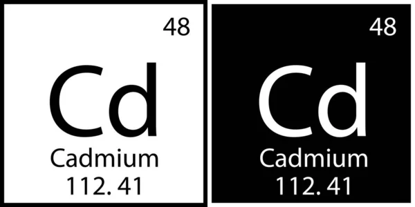 カドミウム化学記号。黒と白の四角形。教育プロセス。周期表だ。ベクトルイラスト。ストック画像. — ストックベクタ