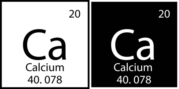 Le symbole chimique du calcium. Tableau périodique. Carrés noirs et blancs. Processus d'éducation. Illustration vectorielle. Image de stock. — Image vectorielle