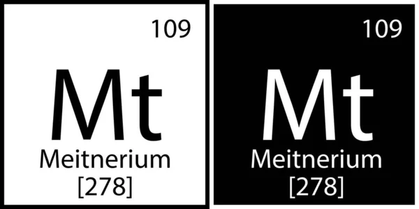 Elemento químico de meitnério. Design de banner. Ícone da ciência. Mesa de Mendeleev. Quadro quadrado. Ilustração vetorial. Imagem de stock. — Vetor de Stock