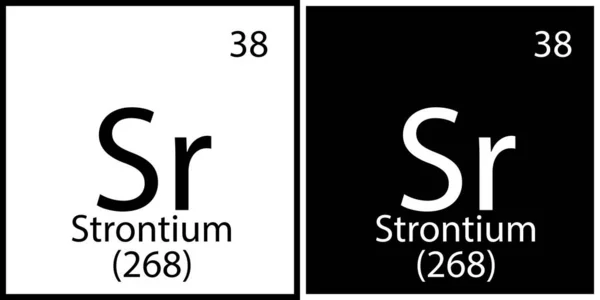 Simbolo chimico dello stronzio. Quadri. Struttura scientifica. Arte piatta. Tavolo Mendeleev. Illustrazione vettoriale. Immagine stock. — Vettoriale Stock