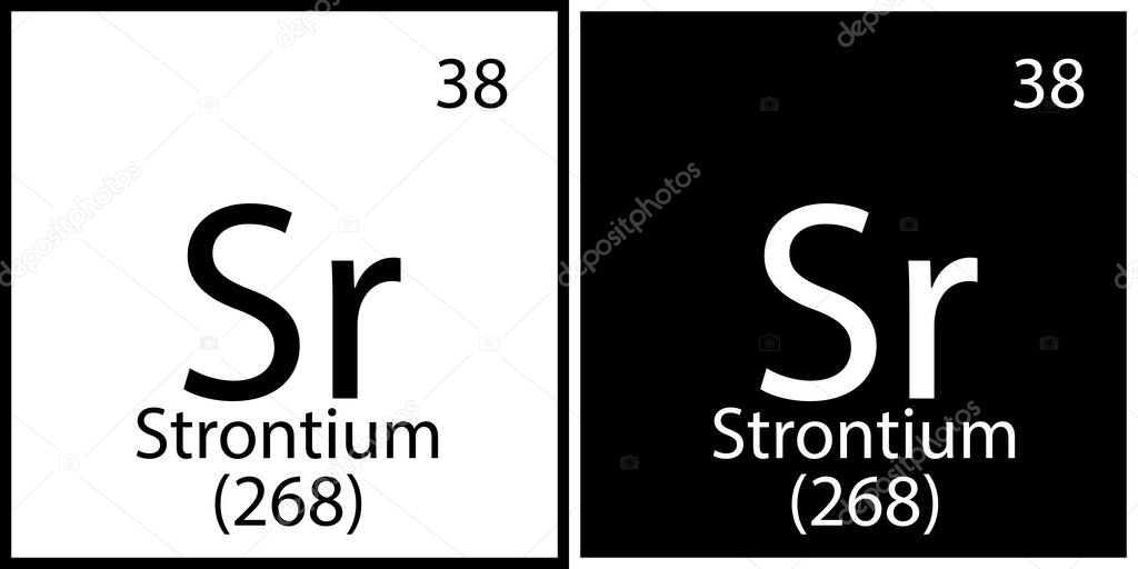 Strontium chemical symbol. Square frames. Science structure. Flat art. Mendeleev table. Vector illustration. Stock image. 