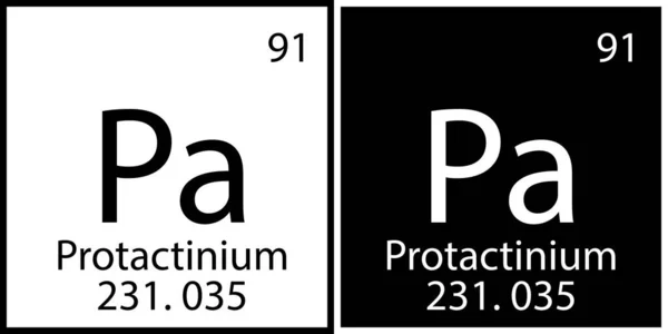 Símbolo químico do protactínio. Estrutura científica. Mesa de Mendeleev. Quadros quadrados. Ilustração vetorial. Imagem de stock. — Vetor de Stock