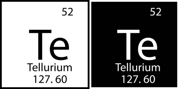 Simbolo chimico del tellurio. Emblema scientifico. Quadrato. Banner art. Tavolo Mendeleev. Illustrazione vettoriale. Immagine stock. — Vettoriale Stock