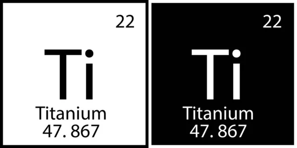 Simbolo chimico del titanio. Arte piatta. Tavolo Mendeleev. Quadri. Struttura scientifica. Illustrazione vettoriale. Immagine stock. E. — Vettoriale Stock