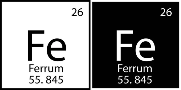 Ferrum chemische Zeichen. Wissenschaftsstruktur. Quadratische Rahmen. Flache Kunst. Mendeleev Tisch. Vektorillustration. Archivbild. — Stockvektor