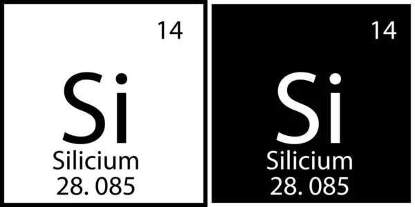 Signe chimique de silicium. Formation initiale. Table de Mendeleev. Structure scientifique. Illustration vectorielle. Image de stock. — Image vectorielle