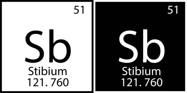 Élément chimique du stibium. Design moderne. Table de Mendeleev. Formation initiale. Illustration vectorielle. Image de stock. — Image vectorielle