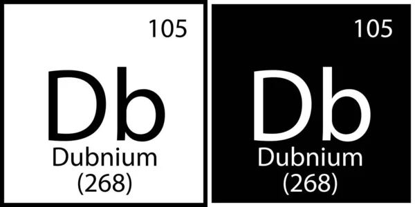 Dubnium chemisch teken. Wetenschapsstructuur. Mendelijst. Onderwijs achtergrond. Vector illustratie. Voorraadafbeelding. — Stockvector