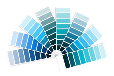 Renk paleti cyan ölçeği. Moda arka planı. İç dizayn şablonu. El çizimi ikon. Vektör çizimi. Resim yükle. 