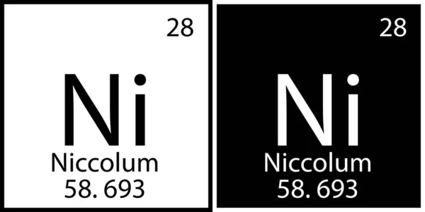 Niccolum chemický symbol. Čtvercové rámy. Vzdělání. Mendeleevova tabulka. Vektorová ilustrace. Stock image. — Stockový vektor