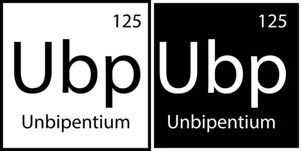 Unbipentium icoon. Chemisch teken. Mendeletabel element. Witte en zwarte vierkanten. Vector illustratie. Voorraadafbeelding. — Stockvector