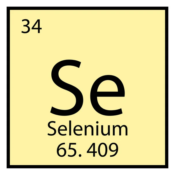 Ikon kimia Selenium. Simbol tabel periodik. Tanda terisolasi. Latar belakang kuning muda. Vektor ilustrasi. Citra stok. - Stok Vektor