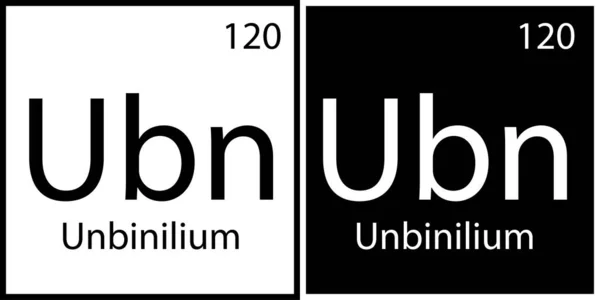 Unbinilium icon. Chemical sign. Mendeleev table element. White and black squares. Vector illustration. Stock image. — Stock vektor