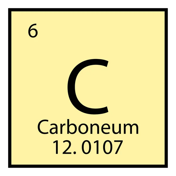 Icono químico de Carboneum. Signo aislado. Símbolo de tabla periódica. Fondo amarillo claro. Ilustración vectorial. Imagen de stock. — Archivo Imágenes Vectoriales