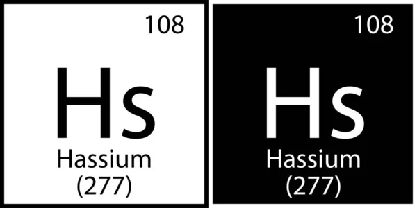 Ікона гассіуму. Елемент таблиці Менделєєва. Хімічний знак. Білі та чорні квадрати. Векторна ілюстрація. Фотографія. — стоковий вектор