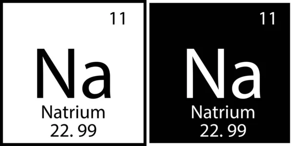 Icono del natrio. Elemento de mesa Mendeleev. Signo químico. Cuadrados blancos y negros. Ilustración vectorial. Imagen de stock. — Vector de stock