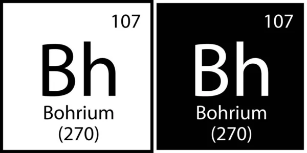 Icona del Bohrium. Segno chimico. Elemento del tavolo Mendeleev. Quadrati bianchi e neri. Illustrazione vettoriale. Immagine stock. — Vettoriale Stock