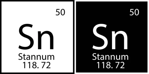 Icono de Stannum. Signo químico. Elemento de mesa Mendeleev. Cuadrados blancos y negros. Ilustración vectorial. Imagen de stock. — Vector de stock