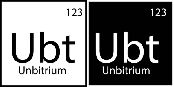 Unbitrium-Symbol. Mendeleev Tabelle Element. Chemische Zeichen. Weiße und schwarze Quadrate. Vektorillustration. Archivbild. — Stockvektor