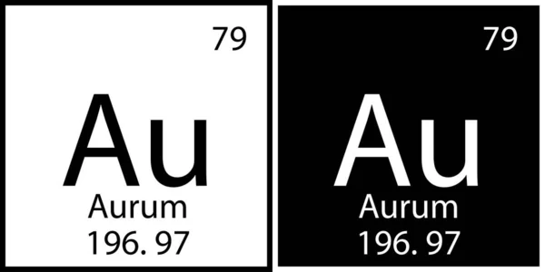 Icona Aurum. Segno chimico d'oro. Elemento del tavolo Mendeleev. Quadrati bianchi e neri. Illustrazione vettoriale. Immagine stock. — Vettoriale Stock