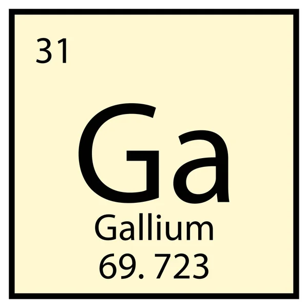 Gallium chemisch icoon. Periodiek symbool. Mendelijst. Geïsoleerd bord. Beige achtergrond. Vector illustratie. Voorraadafbeelding. — Stockvector